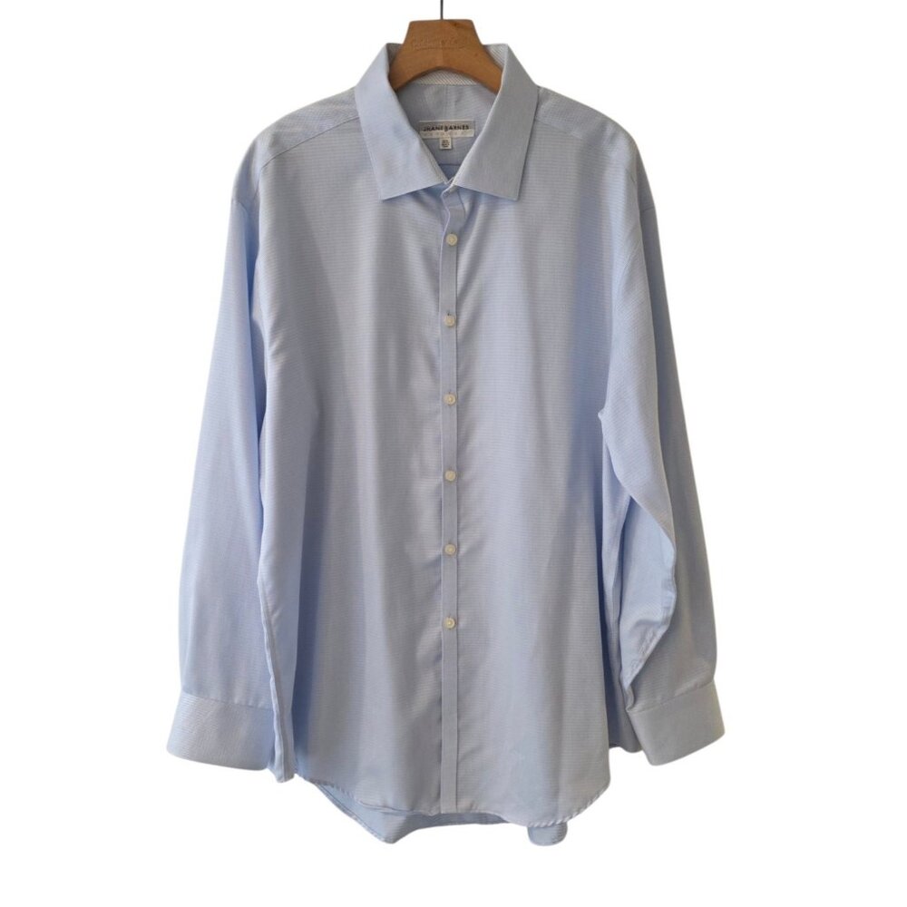 Jhane Barnes Shirt Slim Fit Woven‎ Light Blue Button Up Dress Shirt 18-34/35